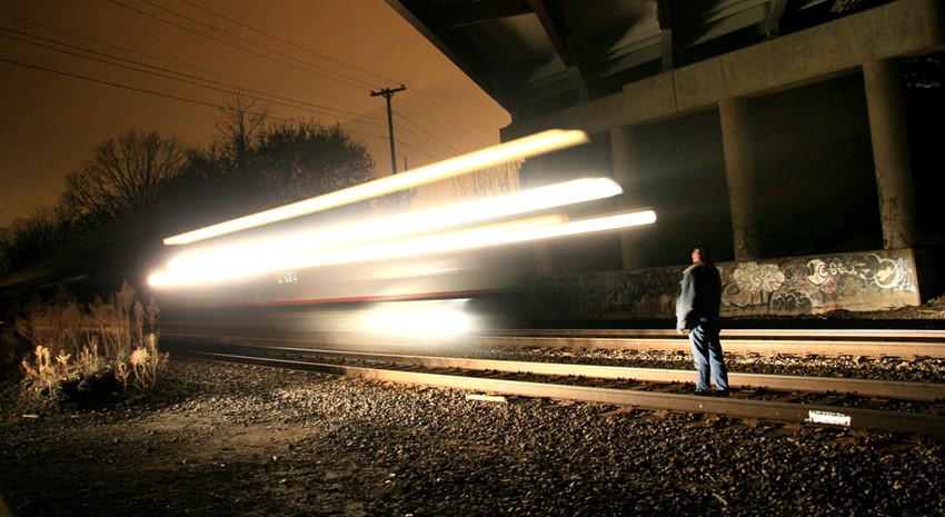 Catching the express train at night