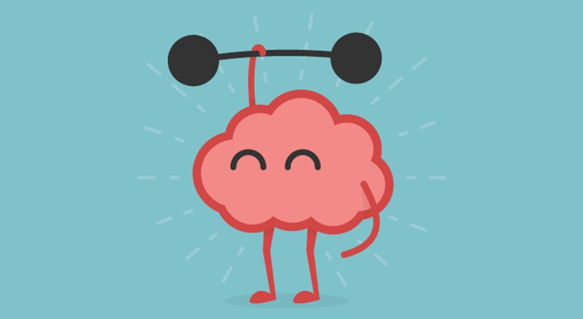 illustration of brain lifting weights