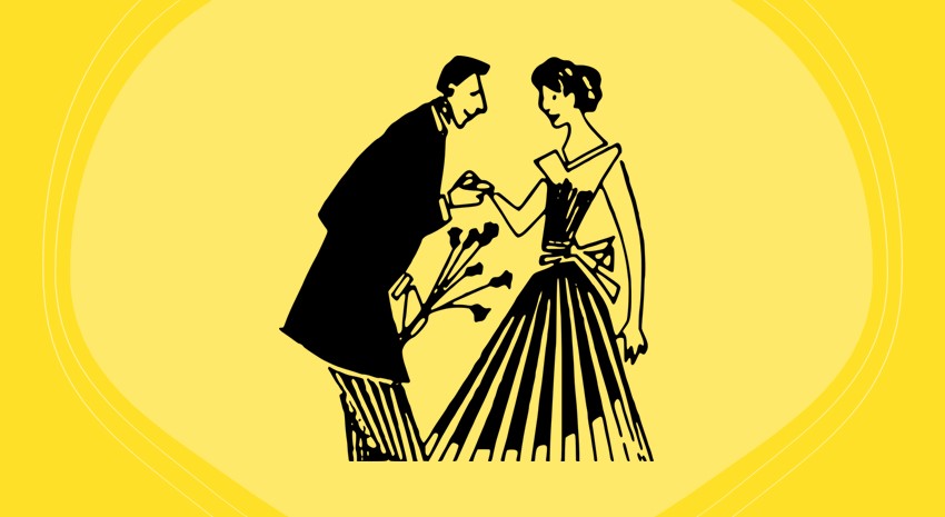 illustration of a old fashion couple