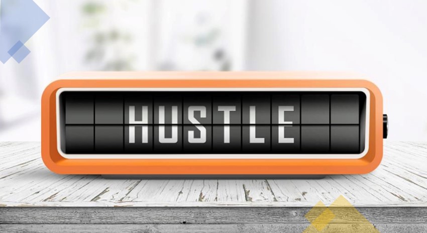 Hustle in a orange clock