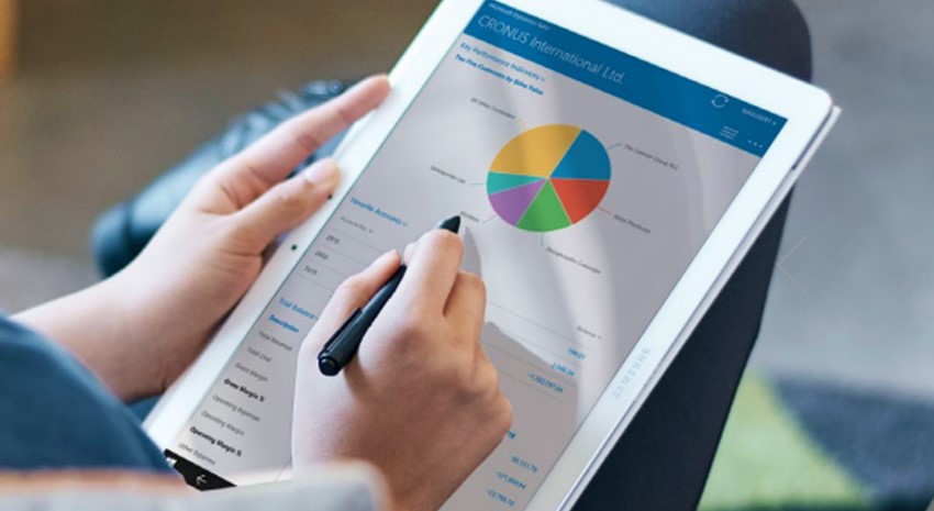 Dynamics NAV dashboard on a tablet