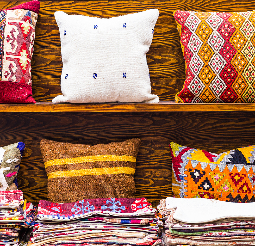 Oriental pillows and fabrics