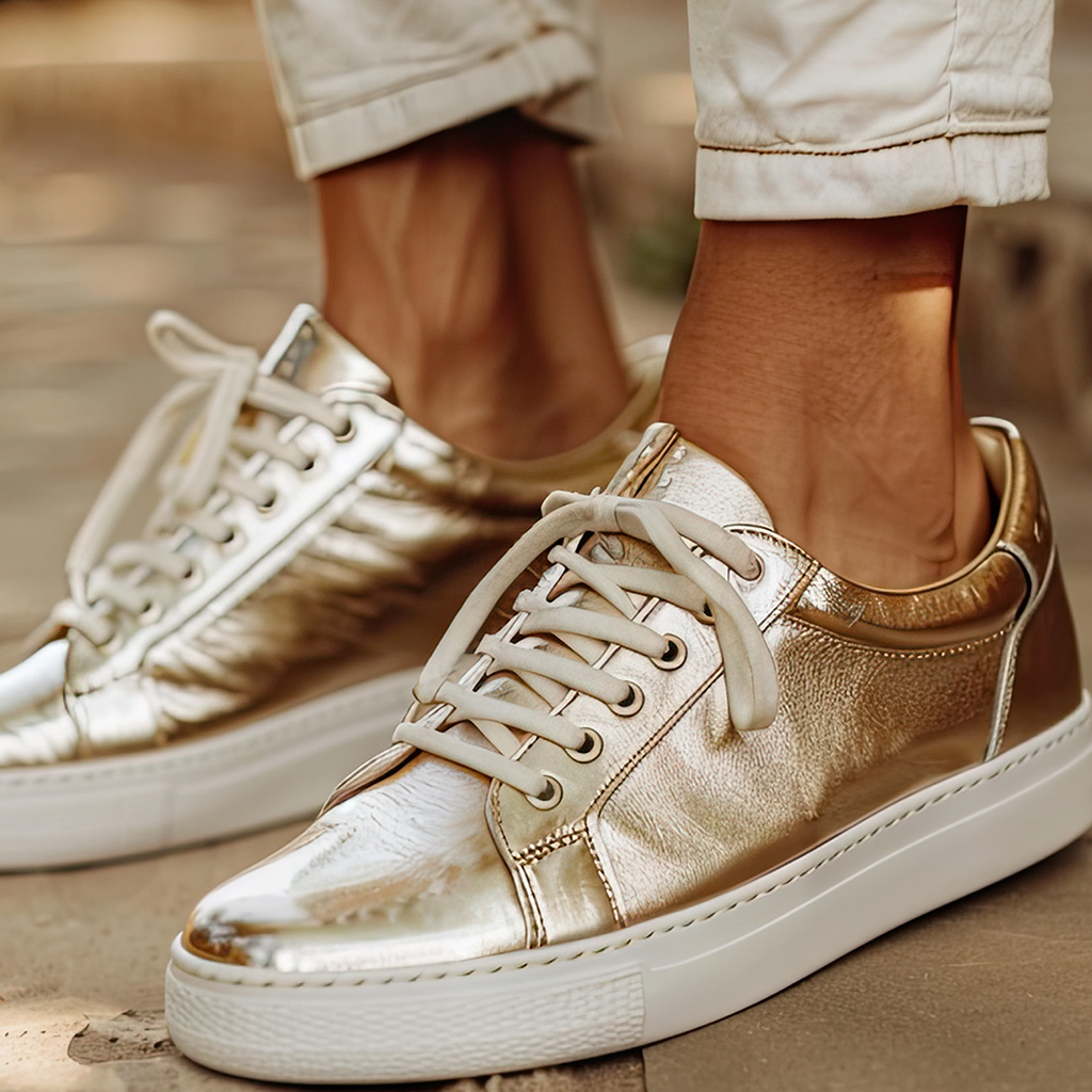 Gold women's sneakers