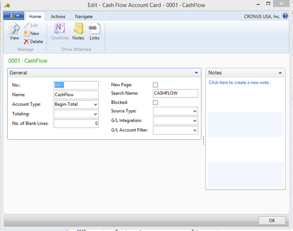 Cash Flow Account Card