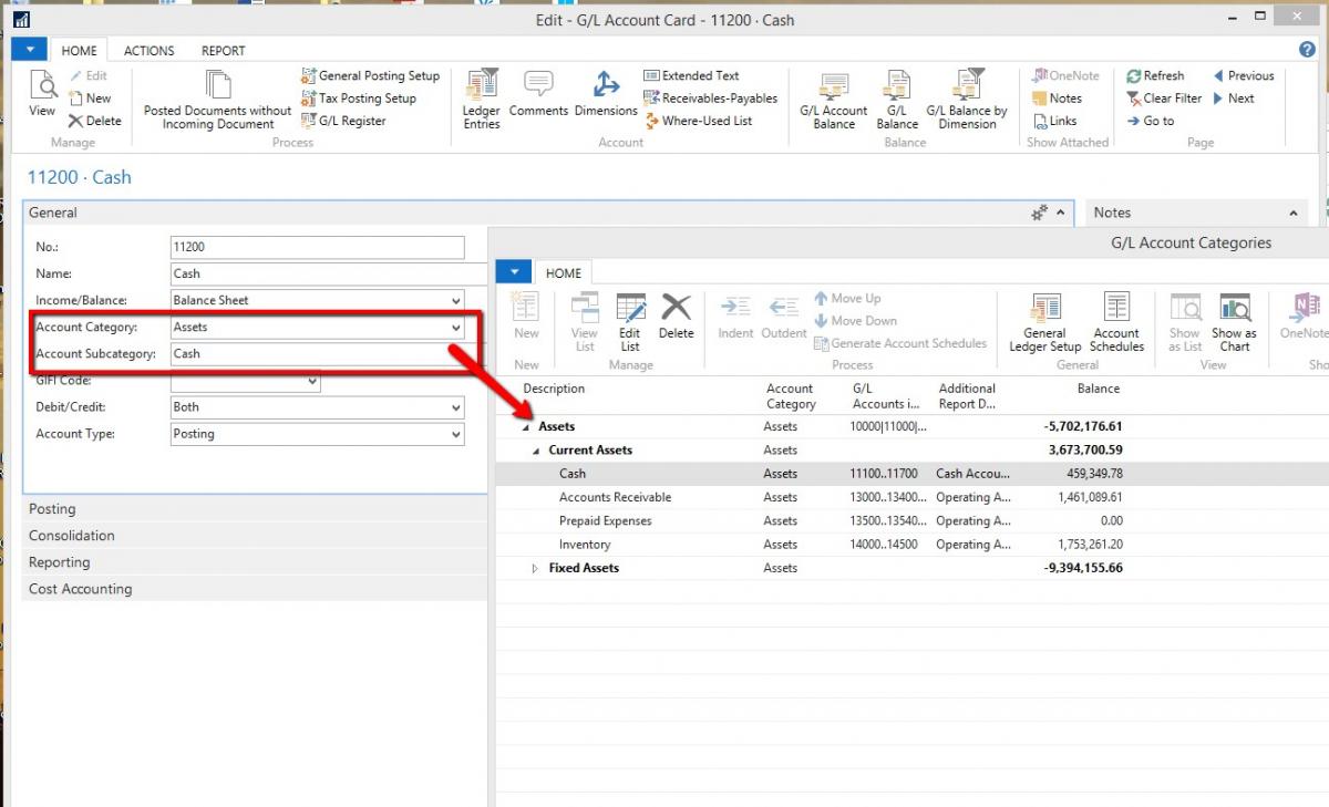 Assigning Account Subcategories in Microsoft Dynamics NAV 2017