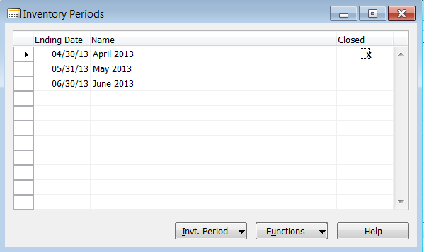 Closed Inventory Period
