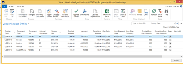 Select the Vendor Ledge Entry you will apply entries to