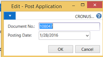 Complete or accept the fields in Edit – Post Application