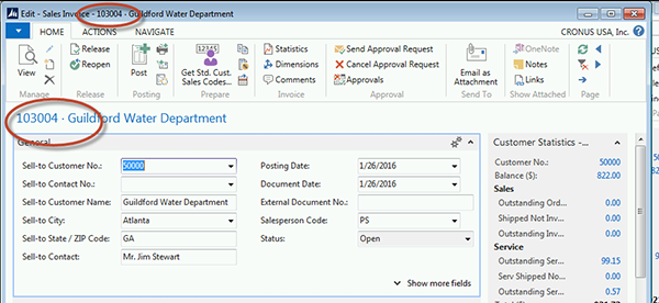 Sales Invoice with Document No. shown in two places.