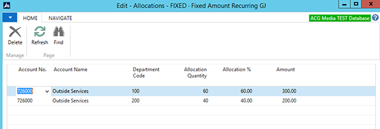 Allocations - FIXED - Fixed Amount Recurring