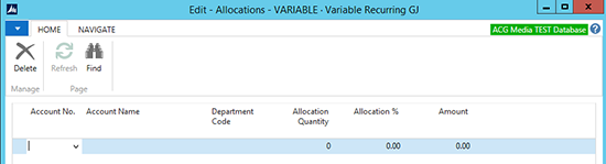 Allocations tab with line selected