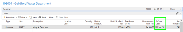 Sales invoice with Deferral.