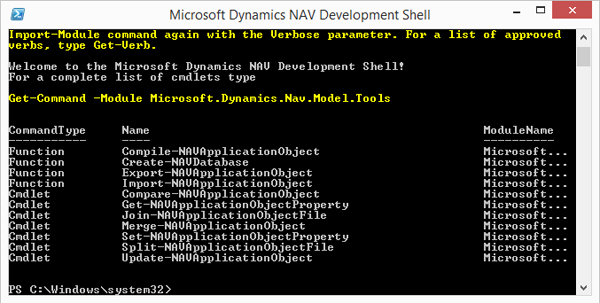 Figure showing that the new Dynamics NAV 2015 functions are now available in the Dynamics NAV 2013/R2 Development Shell 