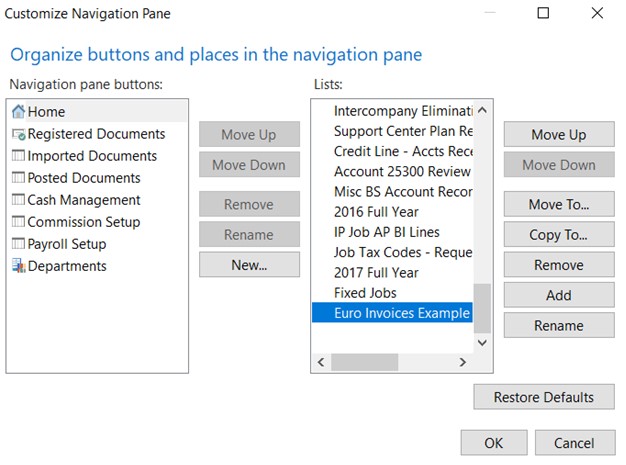 Figure 9 – Organizing Customization Navigation Pane