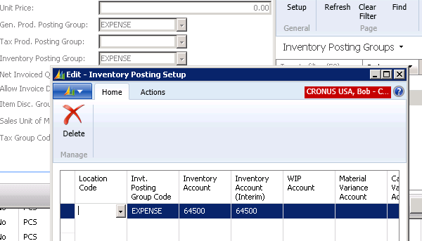 Inventory Posting Group - Expense