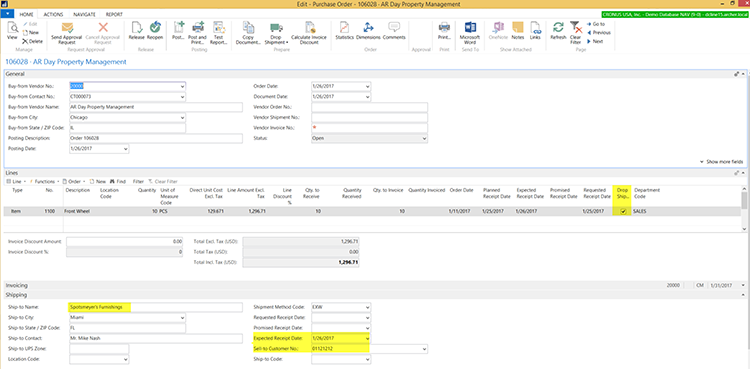 Purchase Order relevant to sales order.