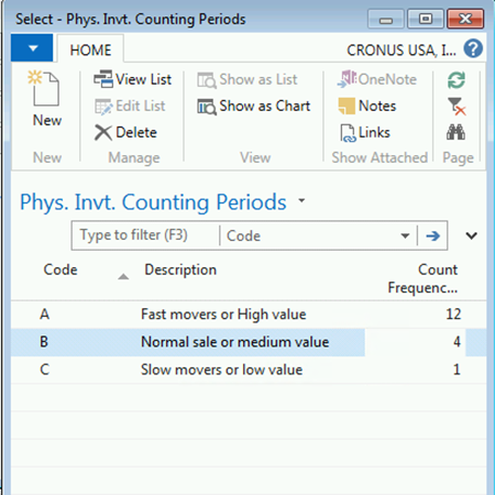 Setting the Phy. Invt. Counting Period Code