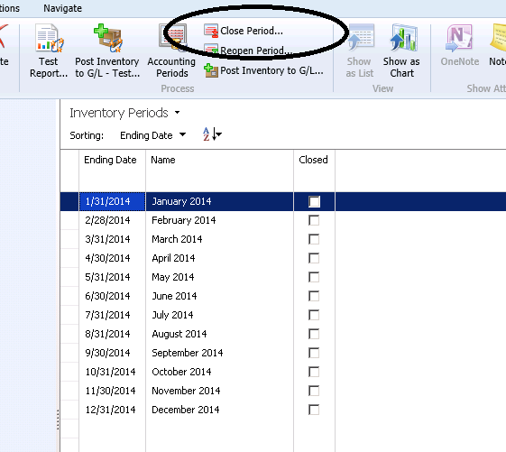 Closing an Inventory Period…