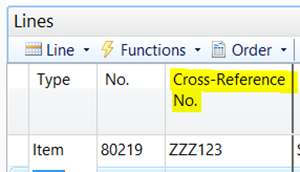 Cross-Reference No. field provides a list of vendor specific items