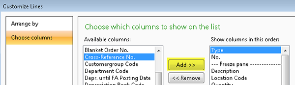 …Highlight and add columns you want to view