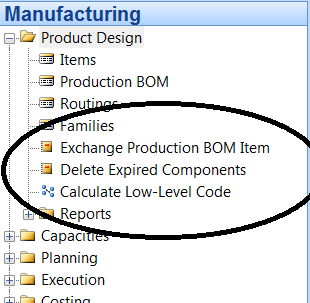 Select Calculate Low-Level Code from the Manufacturing window