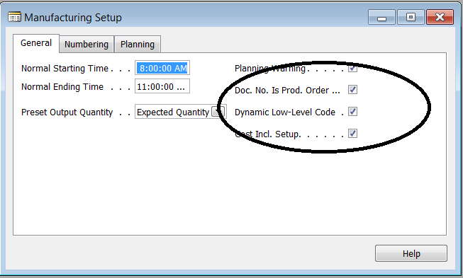 Select the Low-Level Code checkbox from the Manufacturing Setup screen