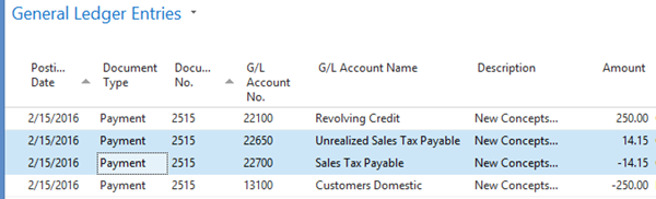 General Ledger Entries of the Posted Payment.