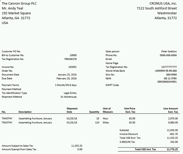 Unedited, Boring Invoice