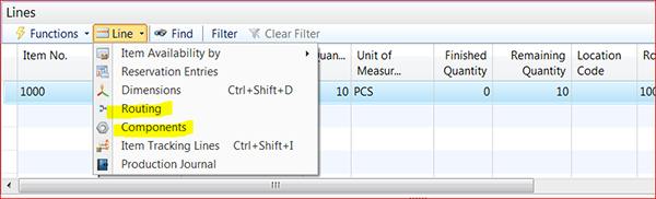 Select Routing to list the routing steps