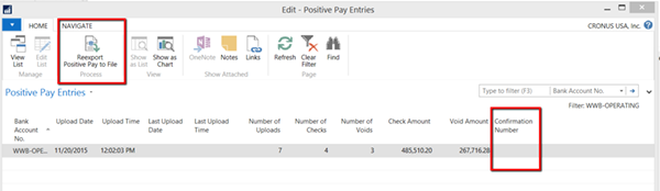 Re-exporting Positive Pay to a file.