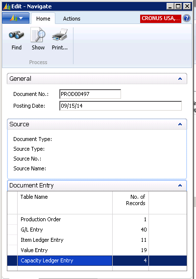 Navigate to the Capacity Ledger Entries