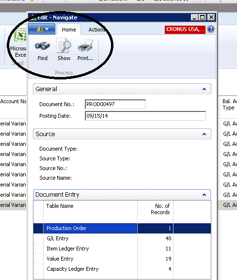 Select the Production Order and “Show”