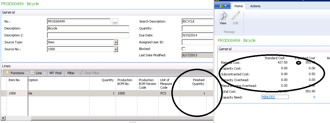 Finished item is put into inventory and the cost of the operation is put into the General Ledger WIP Account