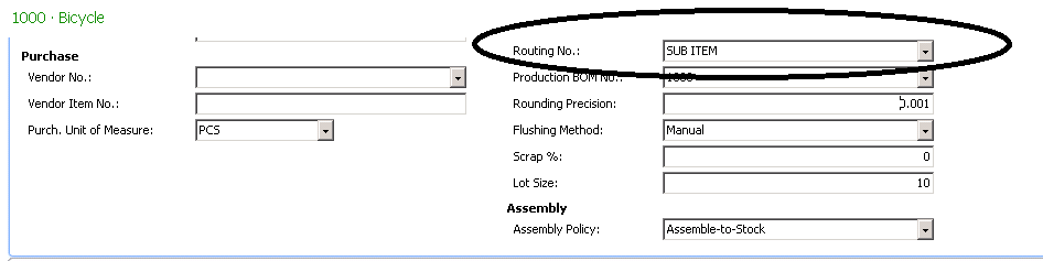 Associate the Routing to an Item