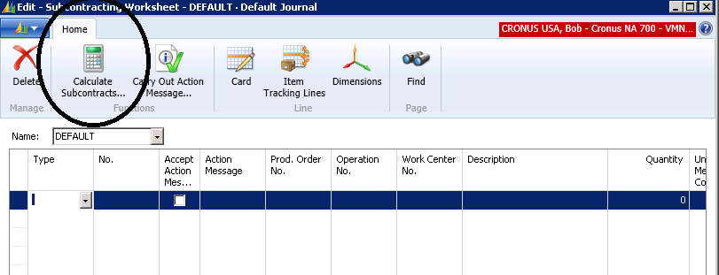 Choose Calculate Subcontracts from the Subcontracting Worksheet