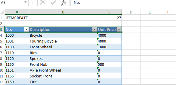 Excel workbook containing exported fields.