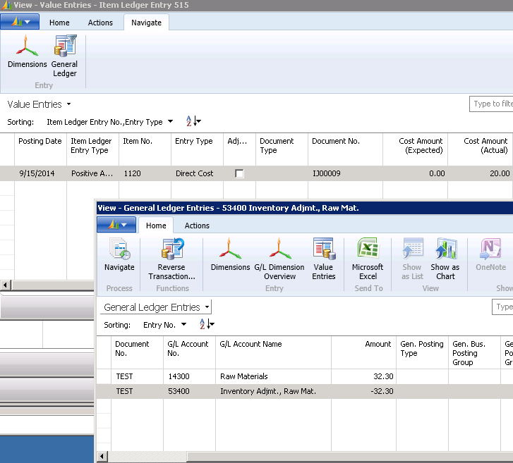 You can also get to the General Ledger from a particular Value Entry that has been posted