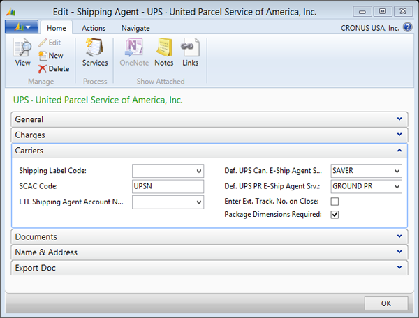 Setting the Package Dimensions Required flag in Microsoft Dynamics NAV RTC