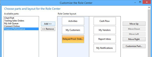 Add Finance Performance to your role center. 