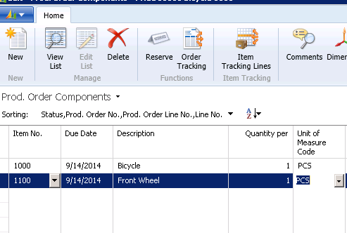 Manually add the items to the production order component lines