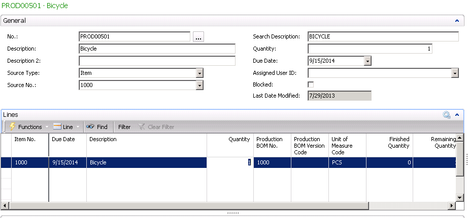 For Rework Production Orders, start by manually creating a production order