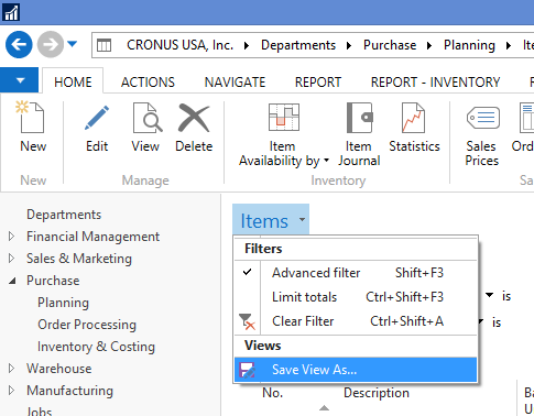 Save View As function in Dynamics NAV