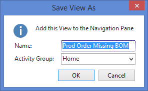 Name your saved view in Dynamics NAV