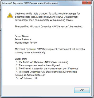 Importing a FOB into the database generates an error: “Unable to verify table changes.”