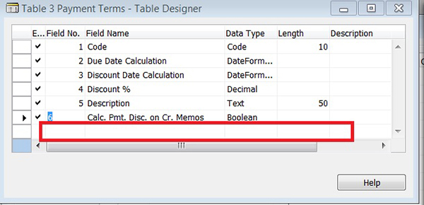 Difference in the table definitions as seen in NAV...