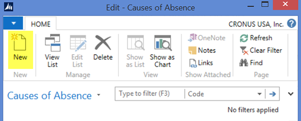 Editing the Causes of Absence list