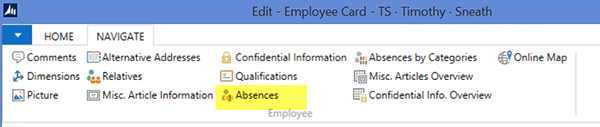 Select “Absences” for an employee