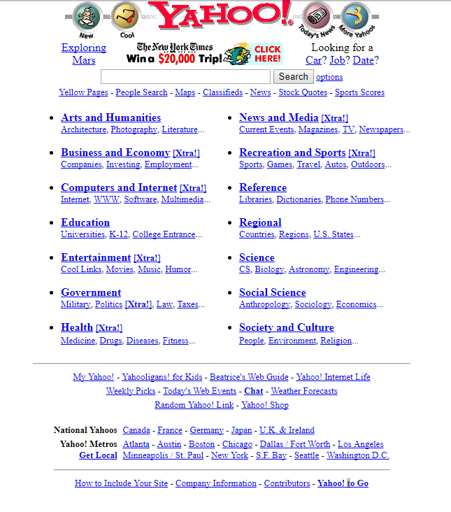 Figure 1 – The old Yahoo directory—not very useful