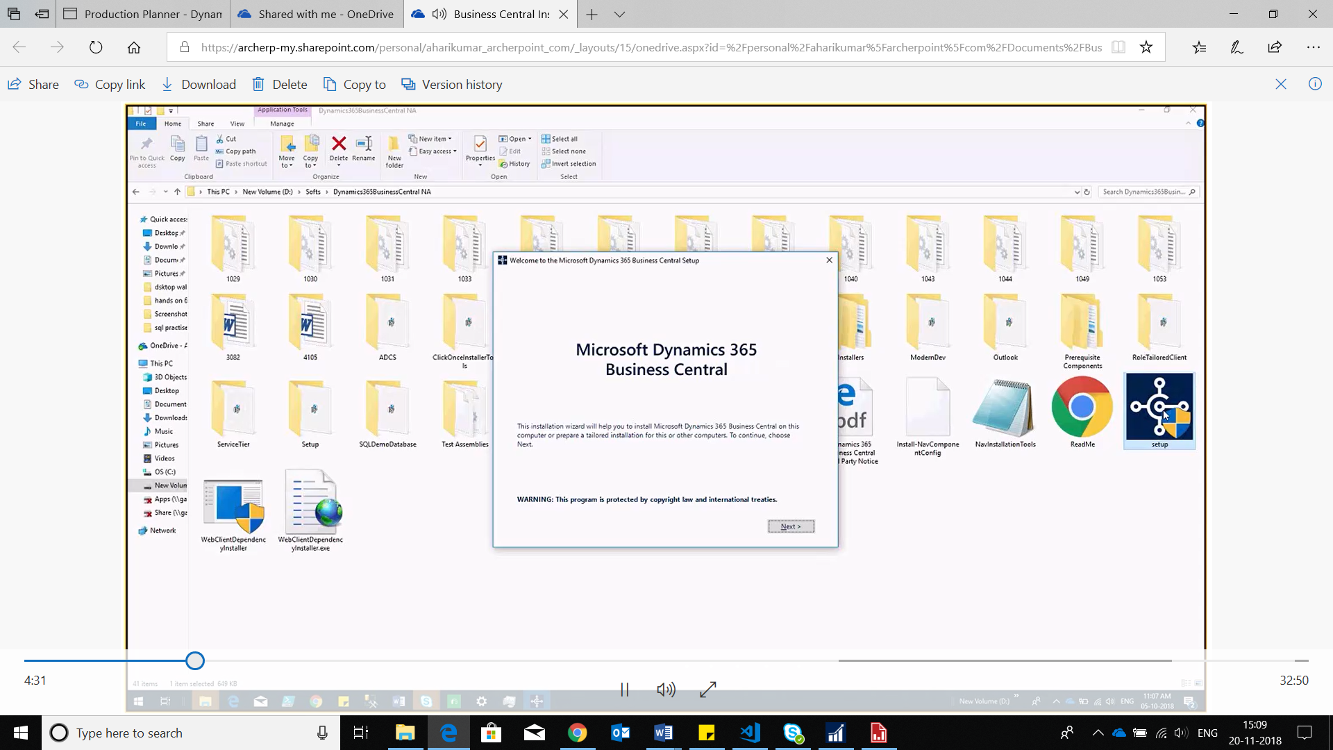 Figure 2: MSD365BC Dialog Box in Dynamics 365 Business Central