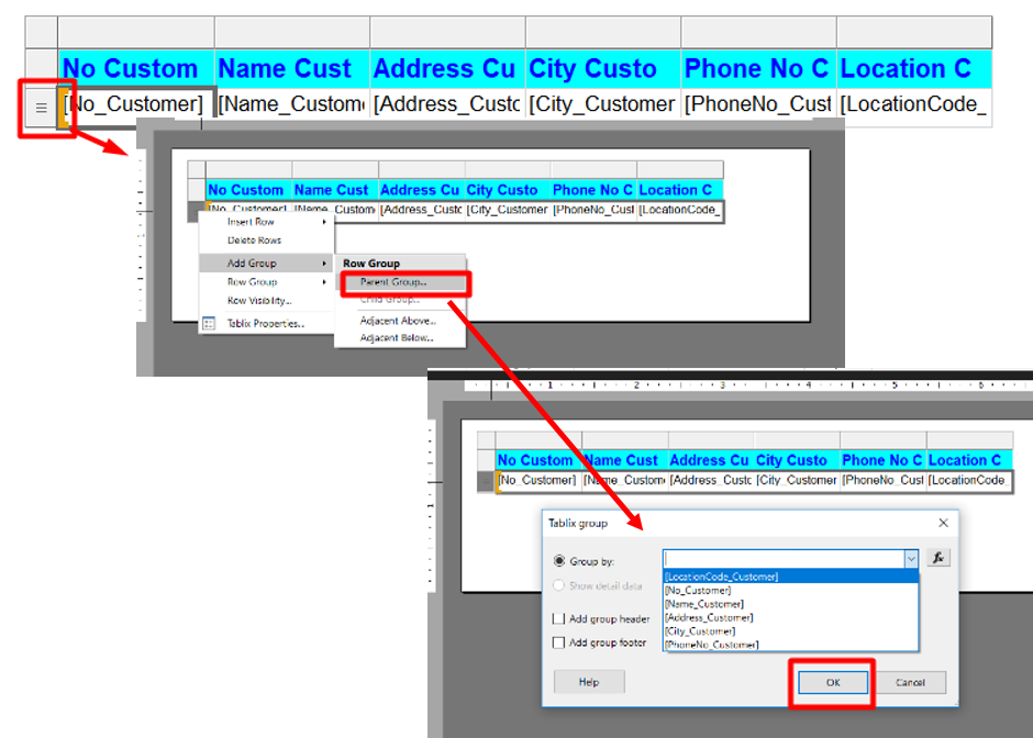 Figure 2 - Grouping according to Location code in Microsoft Dynamics Business Central